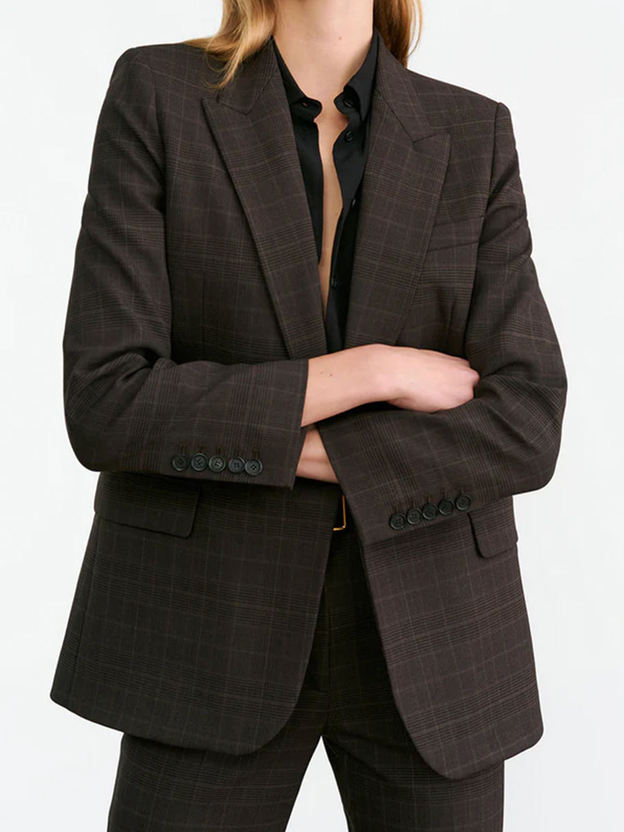 Nili Lotan Diane Blazer in Cigar Plaid | Shop Now at Adam Heath In Store and Online, Western Australia