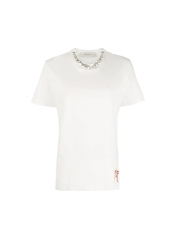 Golden Goose Distressed T-Shirt with Crystals