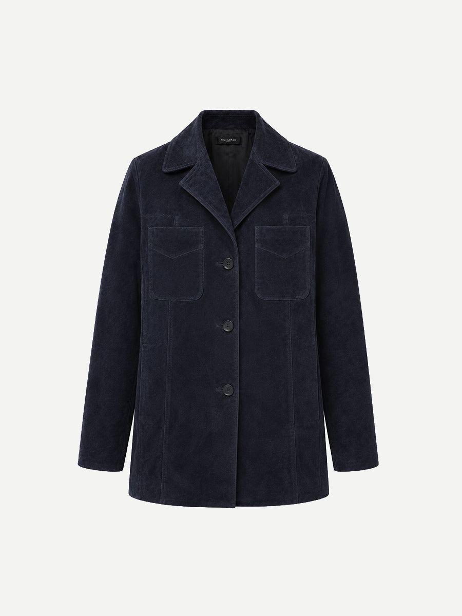 Nili Lotan Dominic Suede Jacket in Midnight