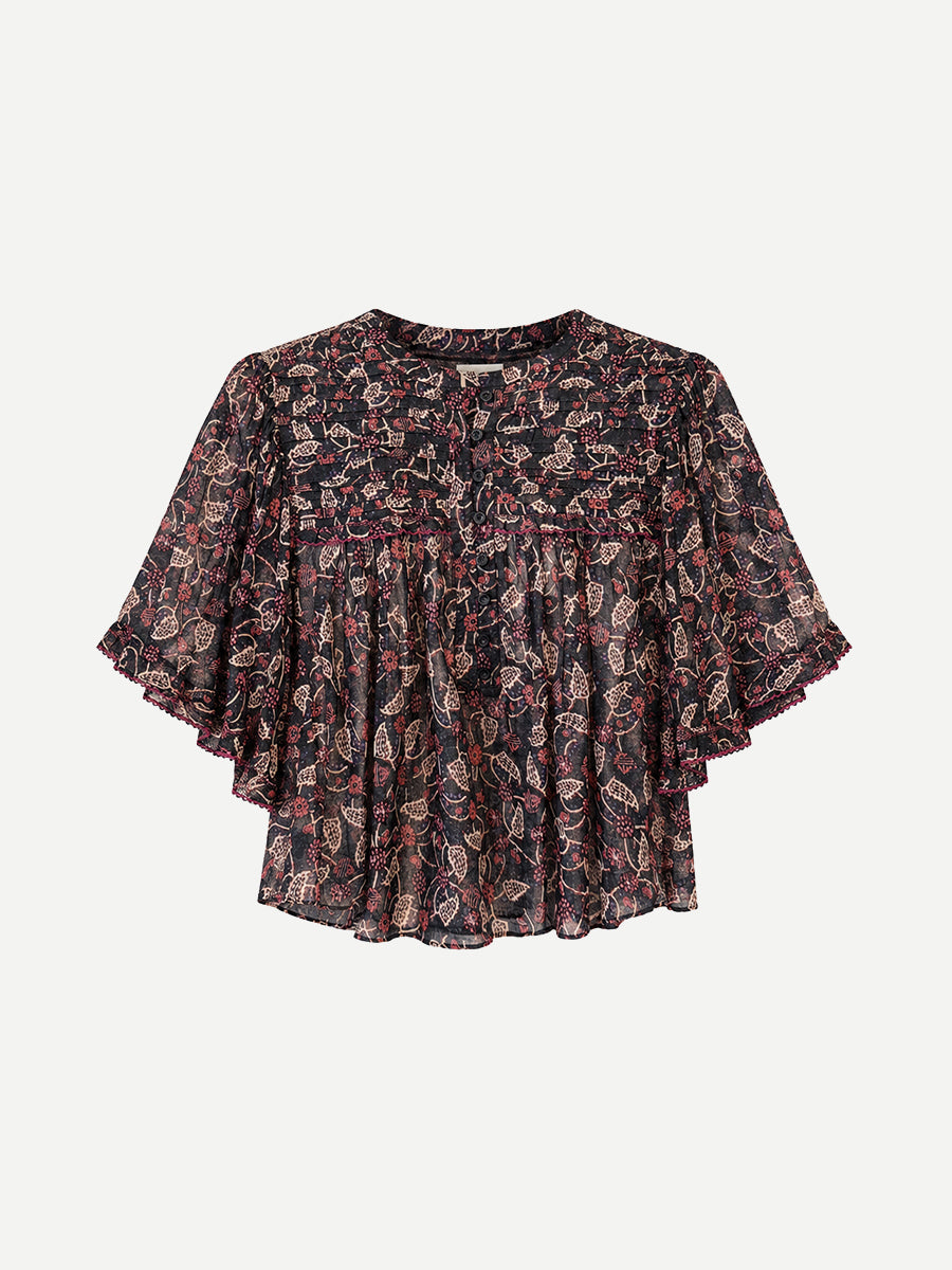 Douna Top in Black/Raspberry