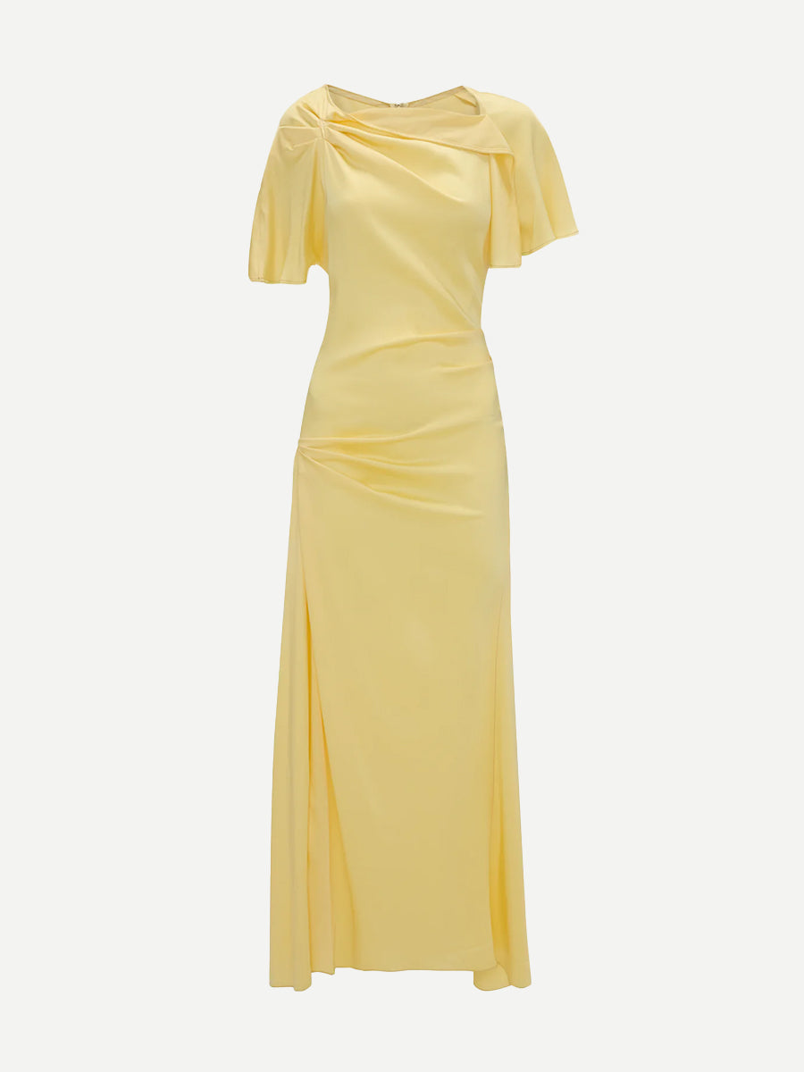 Draped Cap Sleeve Dress in Daffodil Yellow