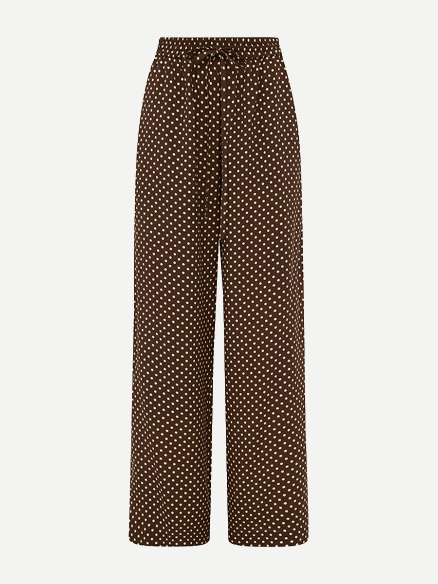 Drawstring Trouser in Polka Dot Chocolate