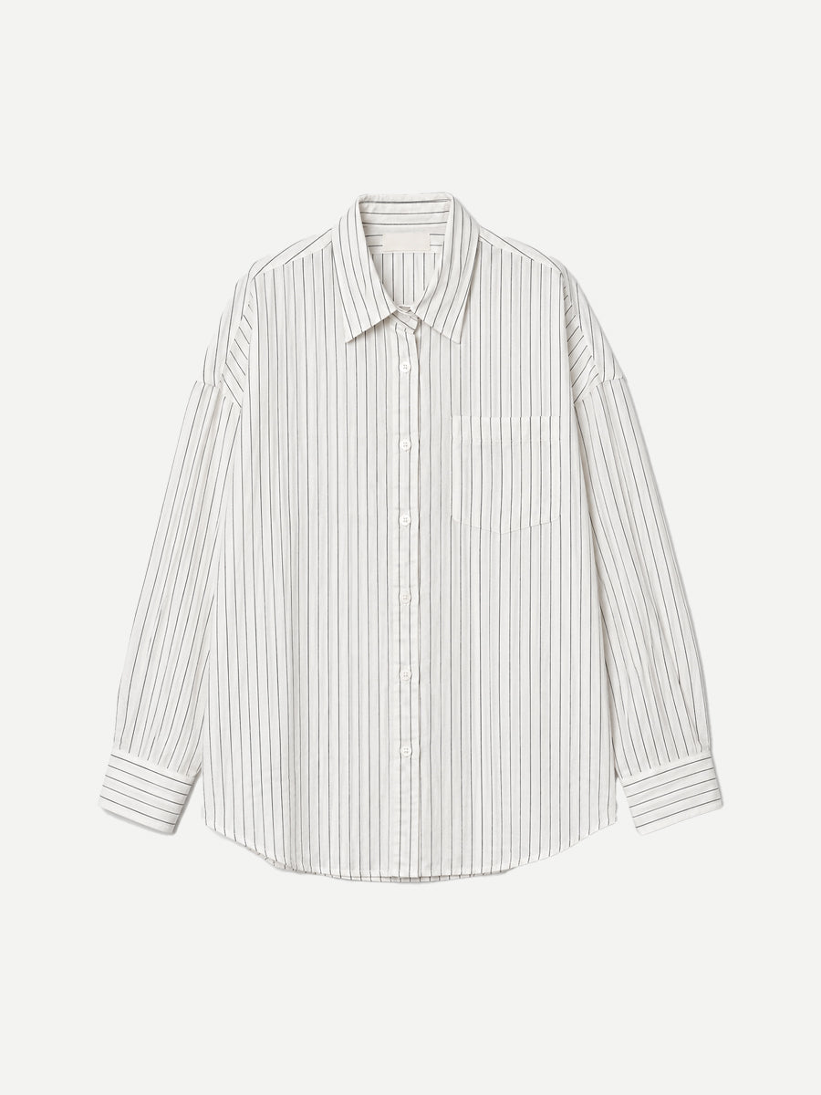 Drop Neck Shirt in Brown Stripe