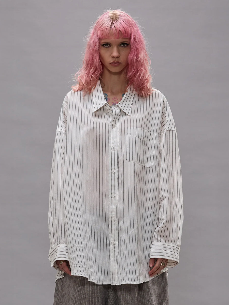 Drop Neck Shirt in Brown Stripe