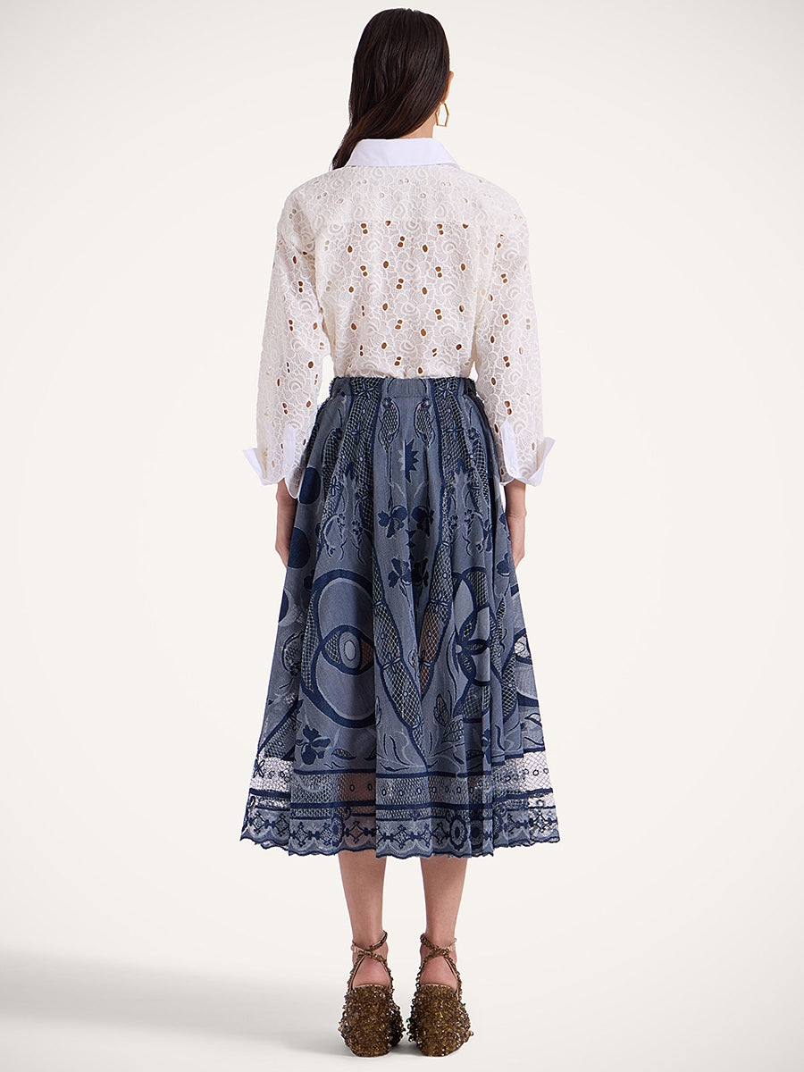 La DoubleJ Dutchess Lace Skirt in Navy Starlight