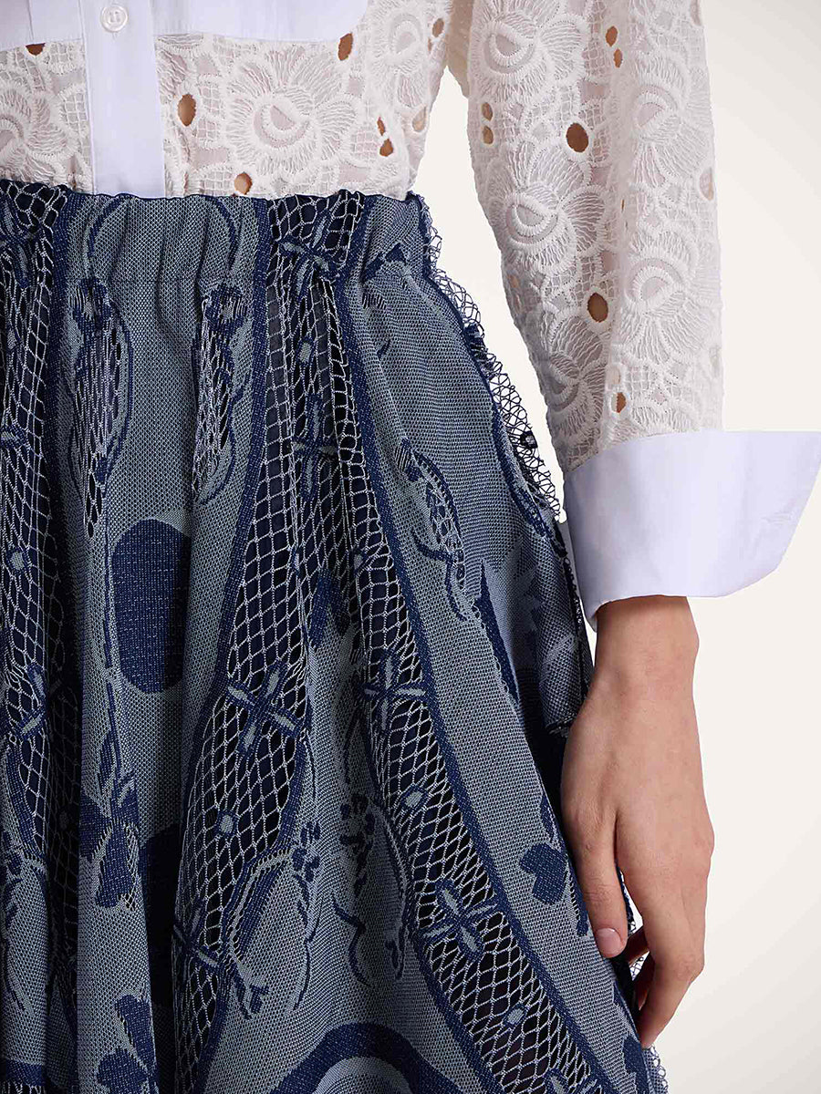 La DoubleJ Dutchess Lace Skirt in Navy Starlight