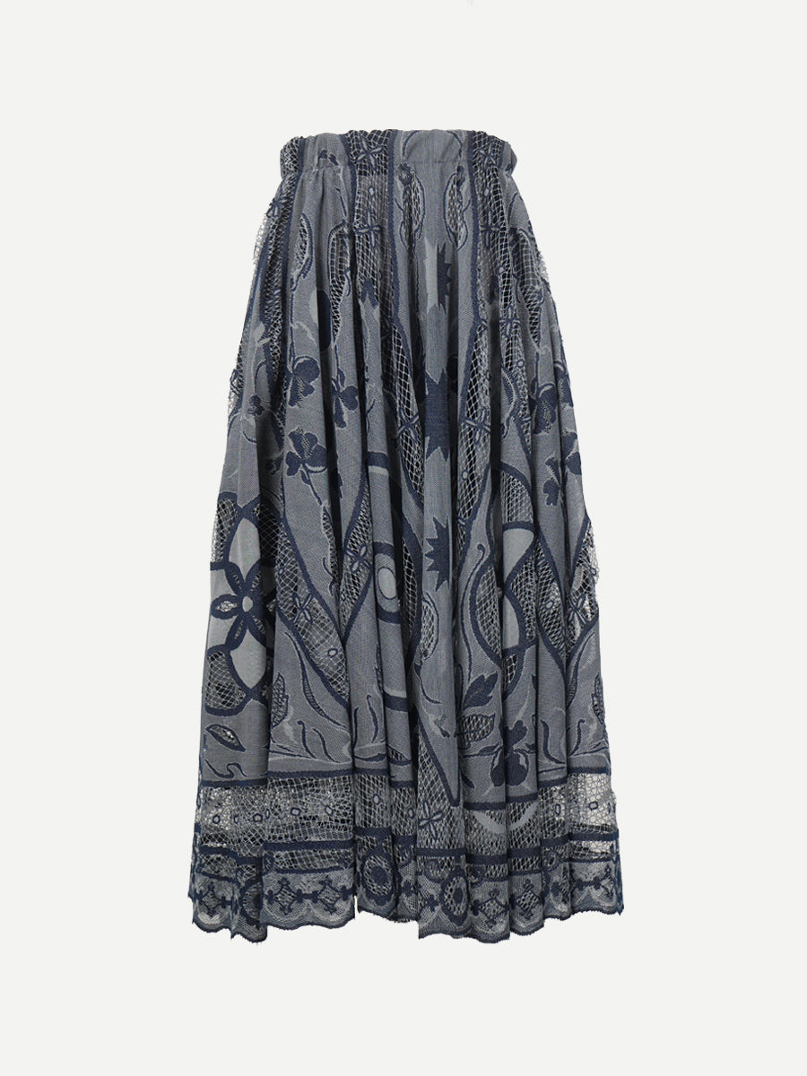 La DoubleJ Dutchess Lace Skirt in Navy Starlight