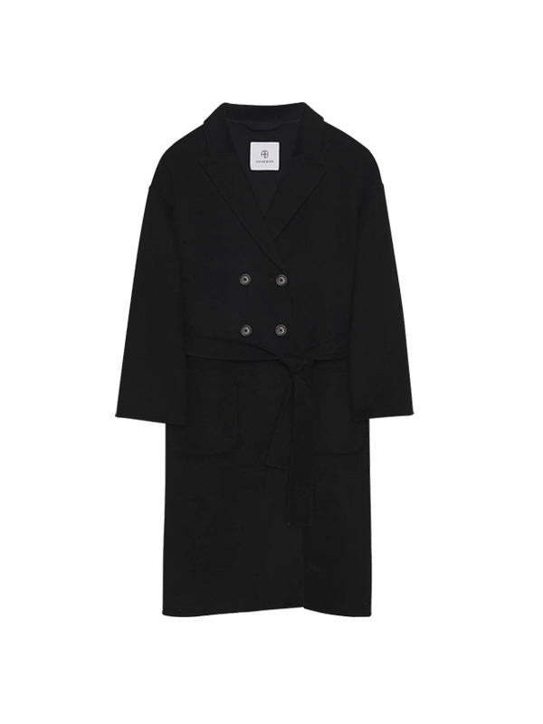 Anine Bing Dylan Cashmere Coat in Black