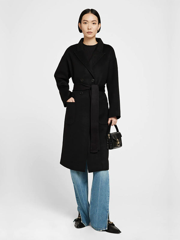 Anine Bing Dylan Cashmere Coat in Black