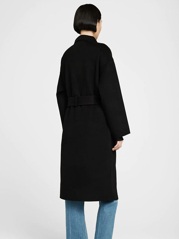 Anine Bing Dylan Cashmere Coat in Black