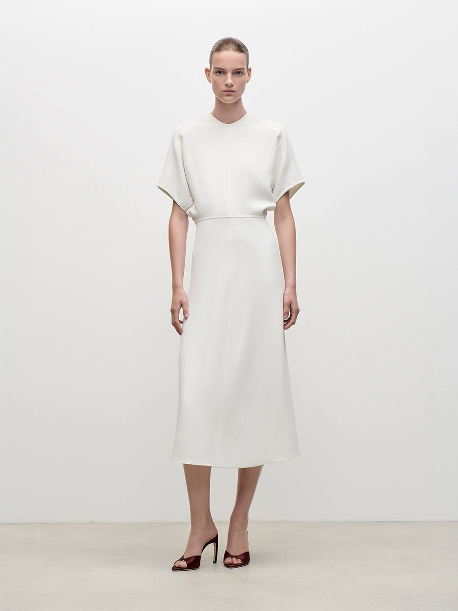 Eleanor Midi Dress in Bright Ivory