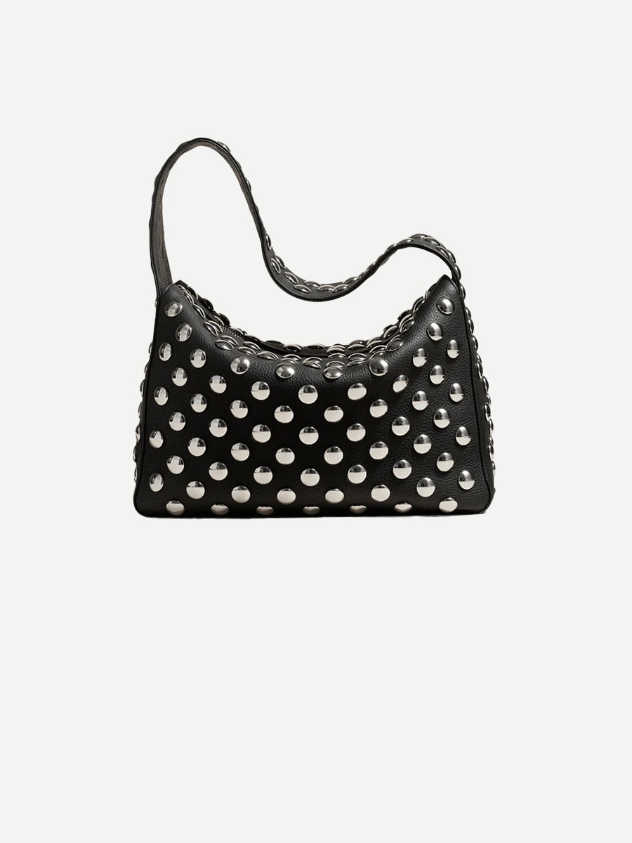 Khaite Elena Shoulder Bag with Silver Studs in Black | Shop Adam Heath in Perth, Western Australia