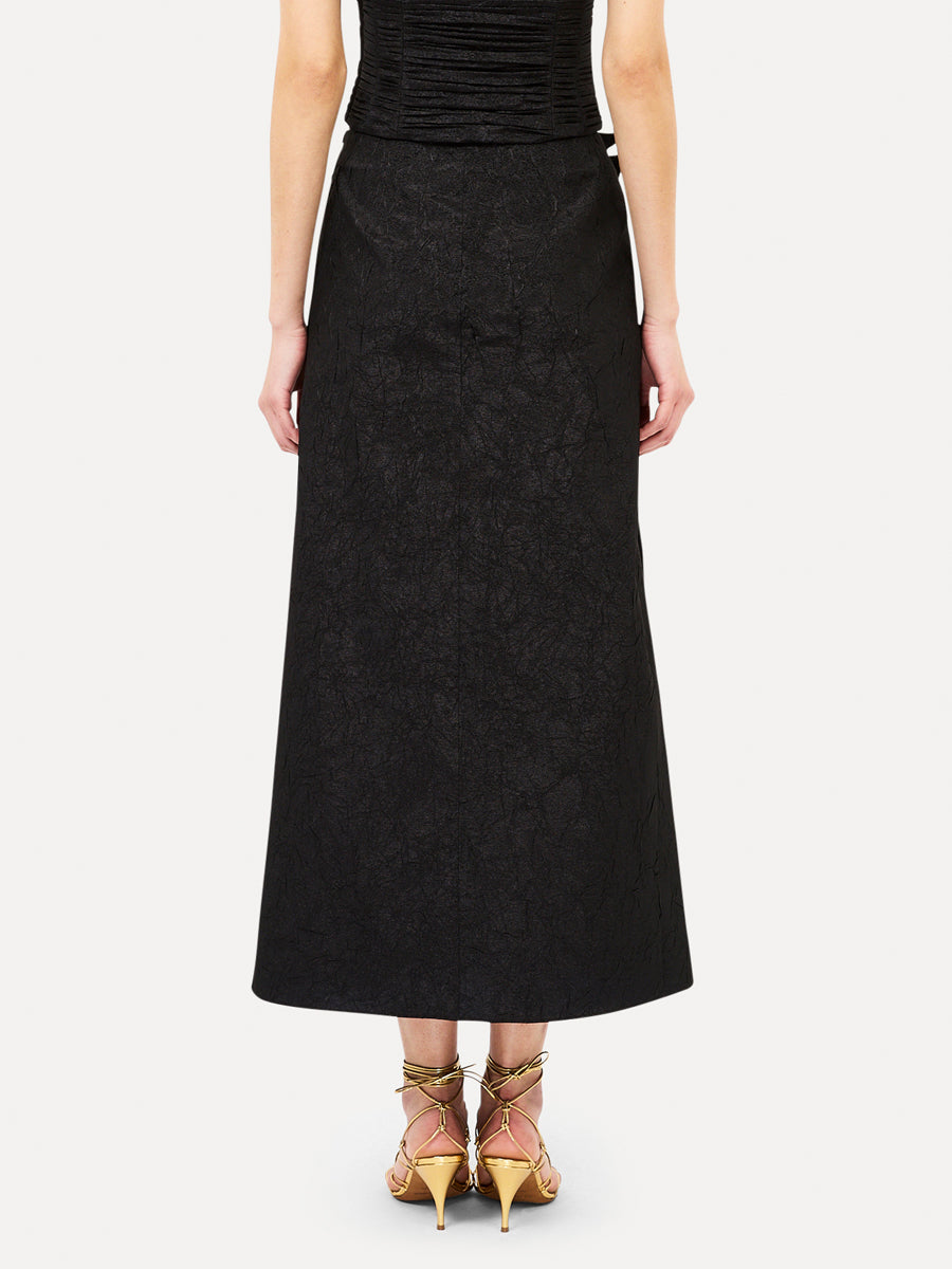 Ellis Taffeta Midi Skirt in Obsidian