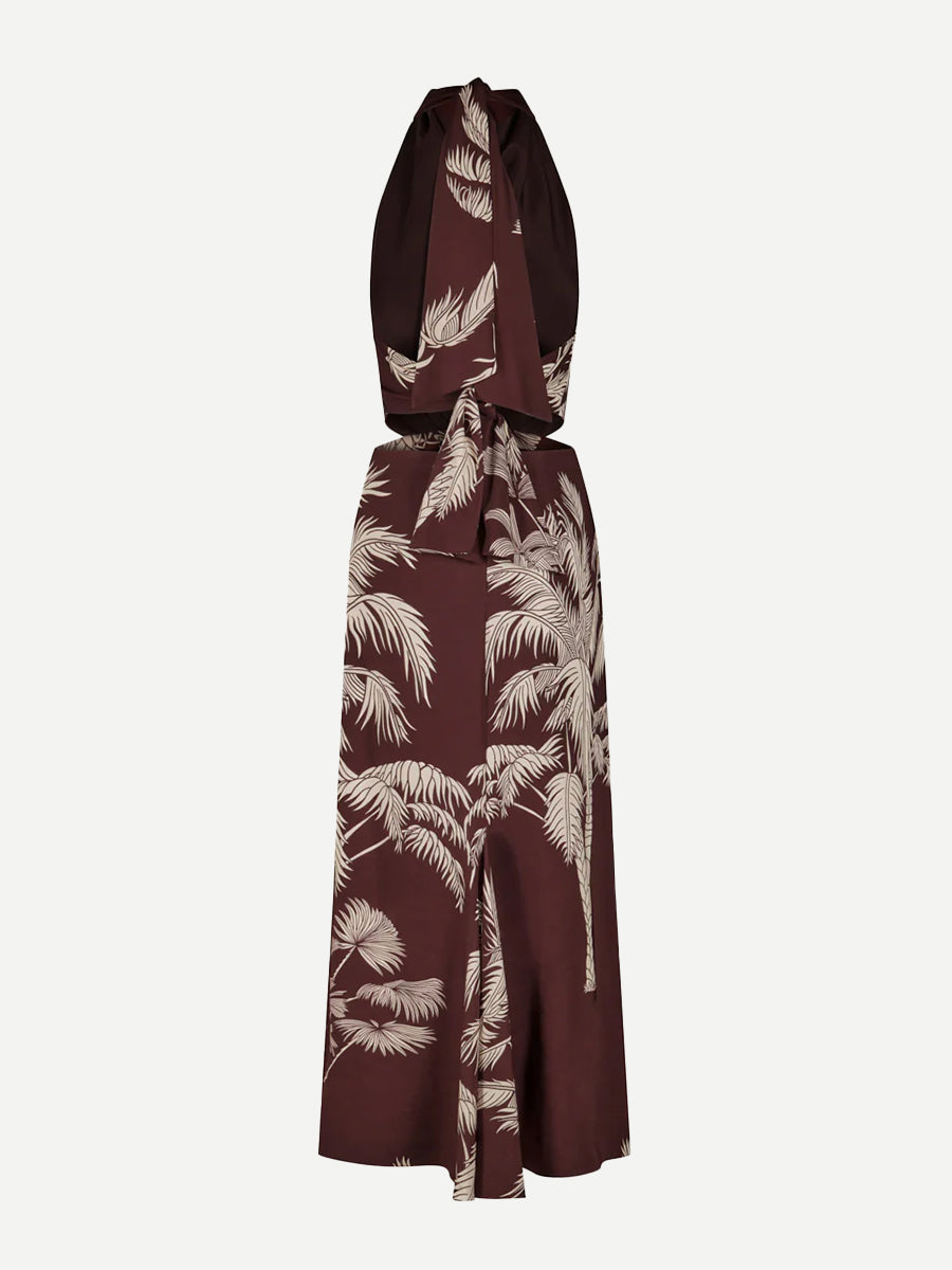 Johanna Ortiz Encanto Invernal Midi Dress in Chocolate