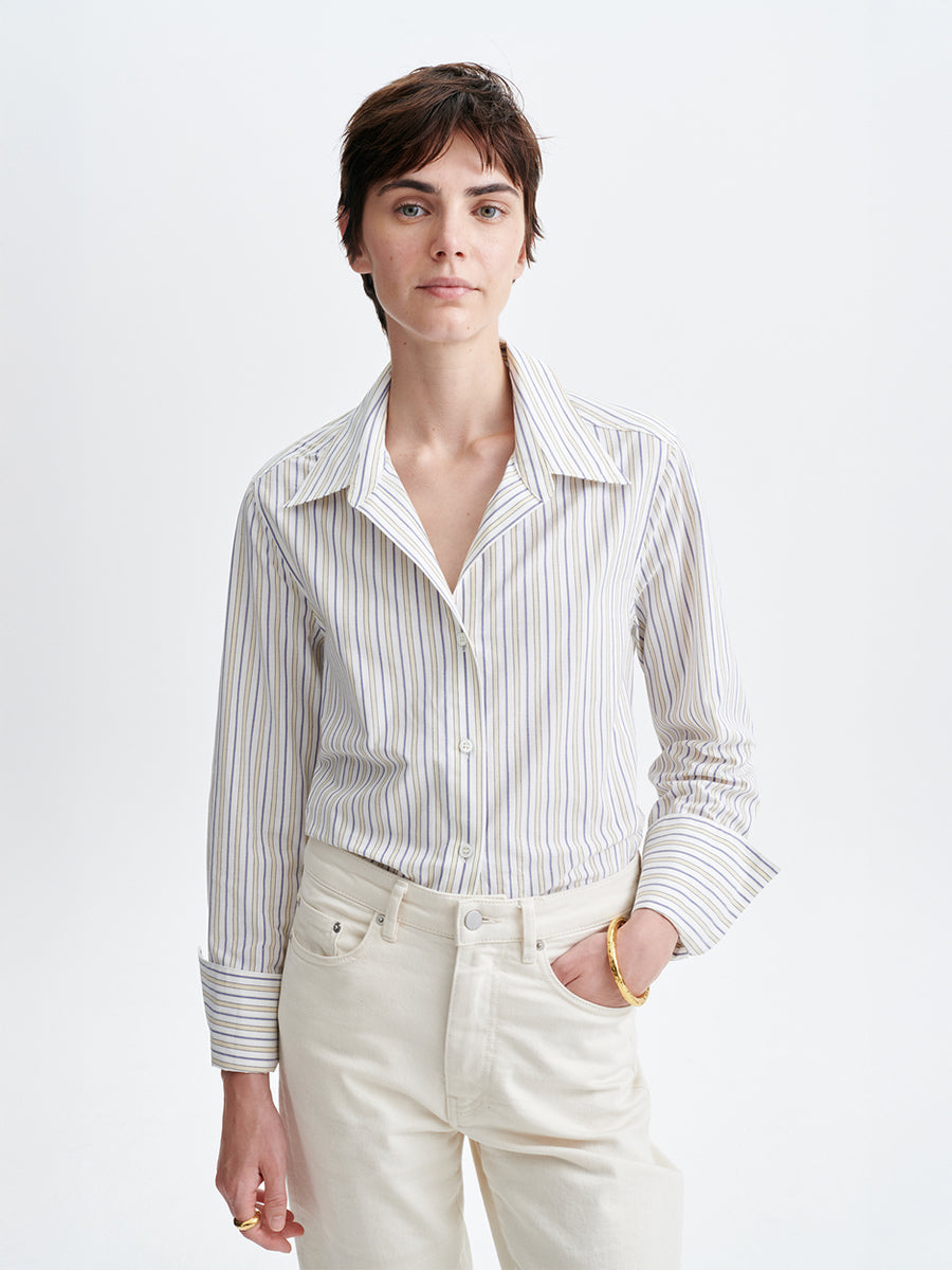 Esti Striped Shirt in Ecru/Blue
