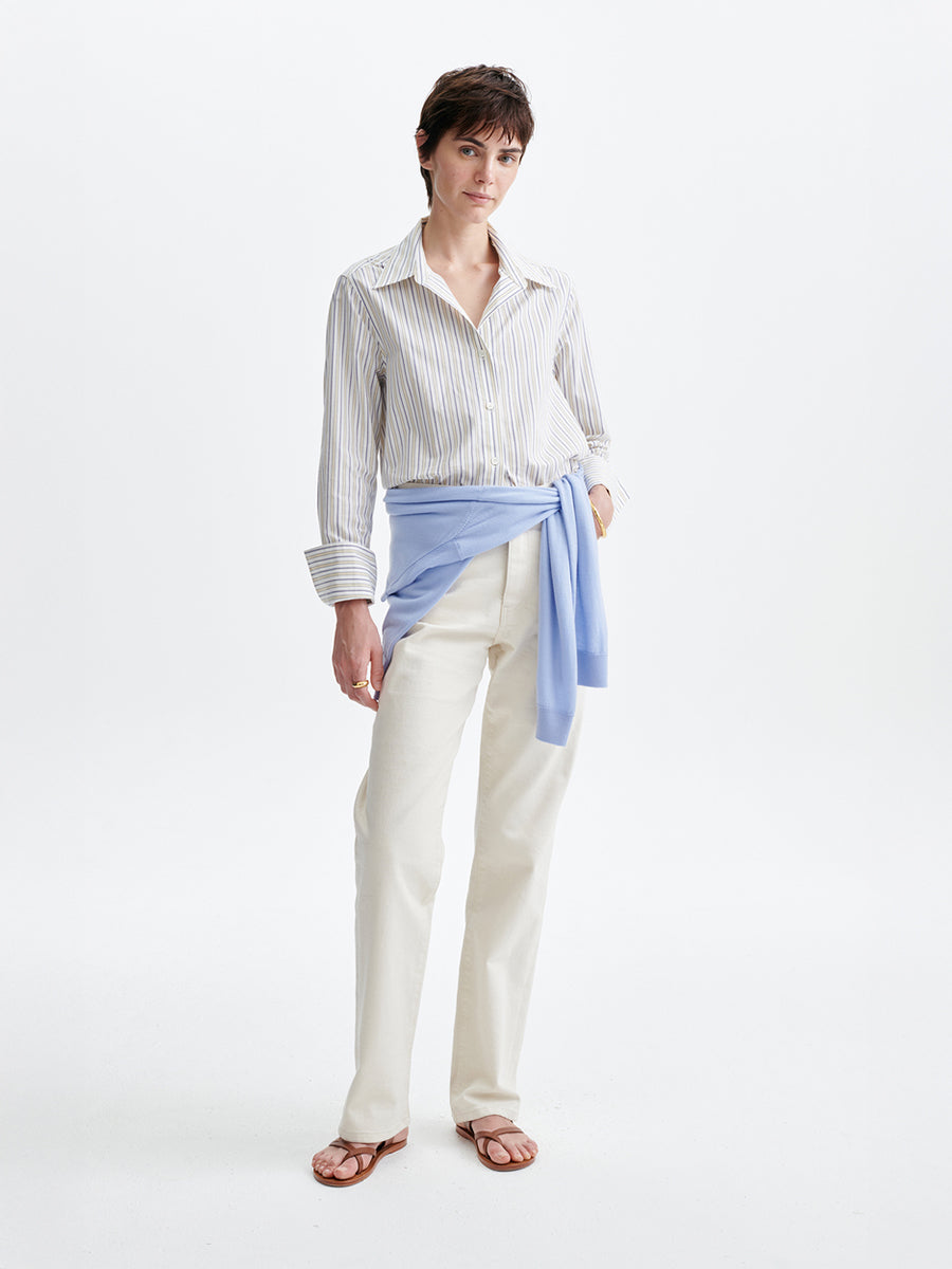 Esti Striped Shirt in Ecru/Blue