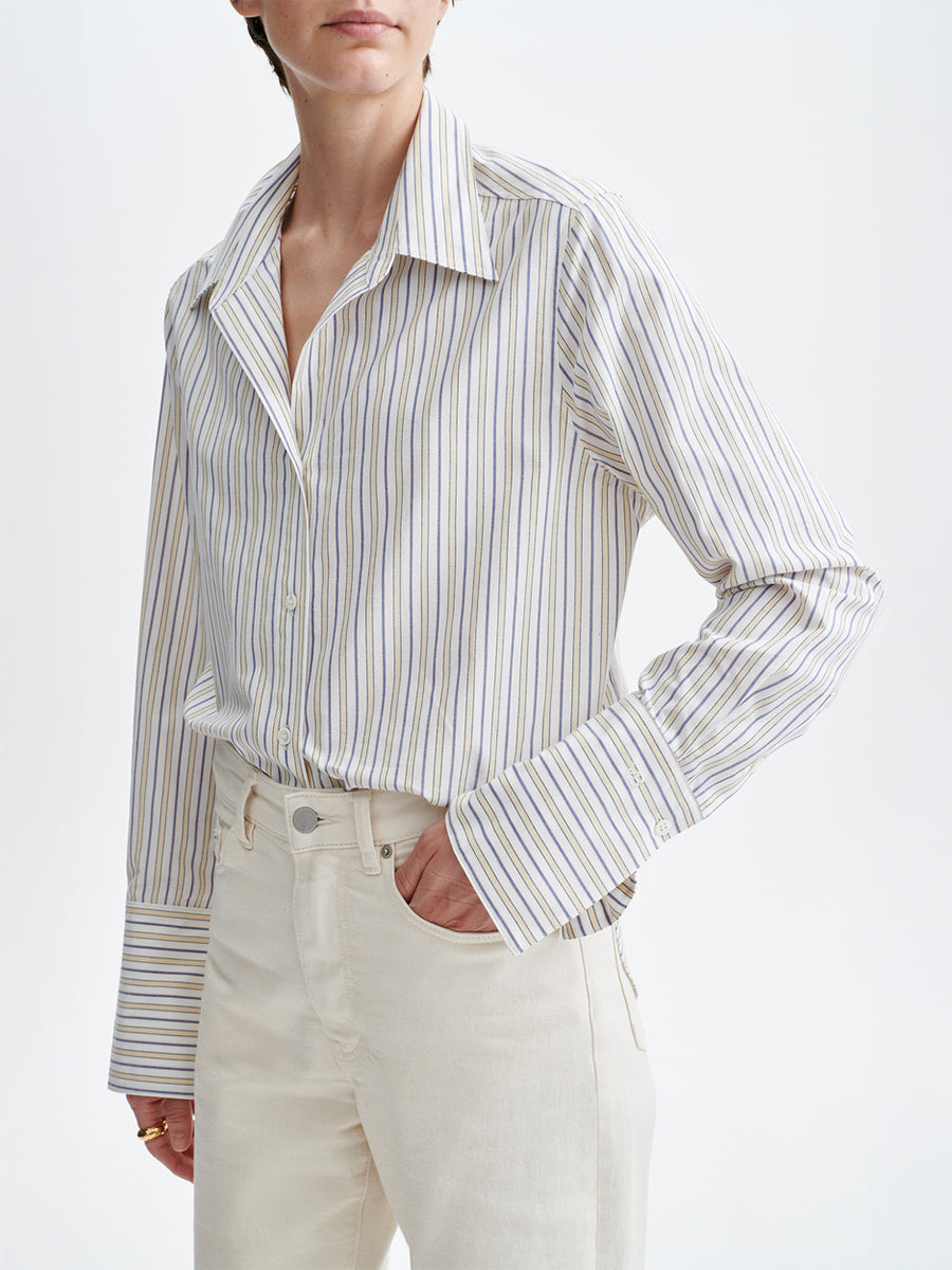 Esti Striped Shirt in Ecru/Blue