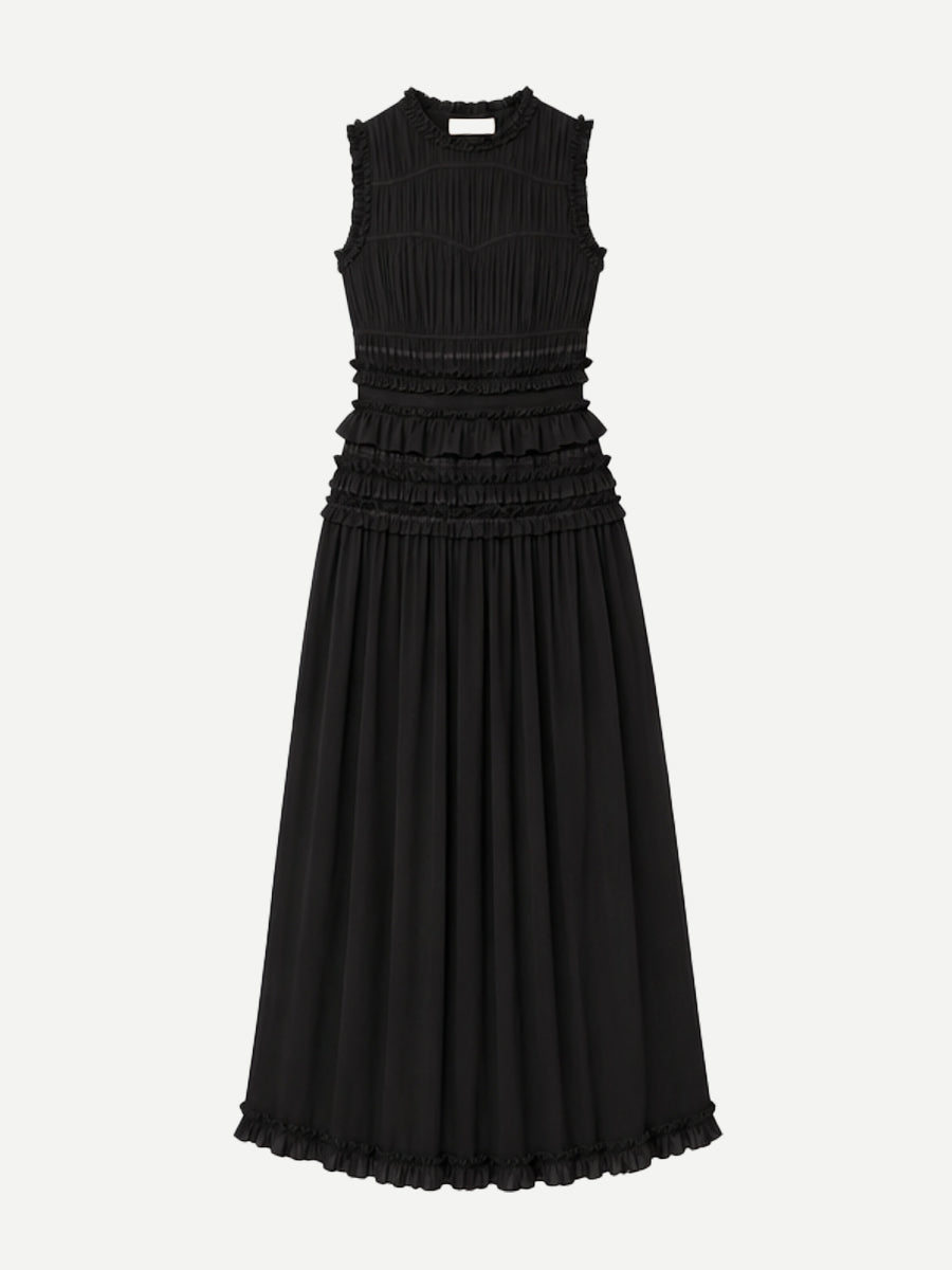 Etta Sleeveless Silk Dress in Noir