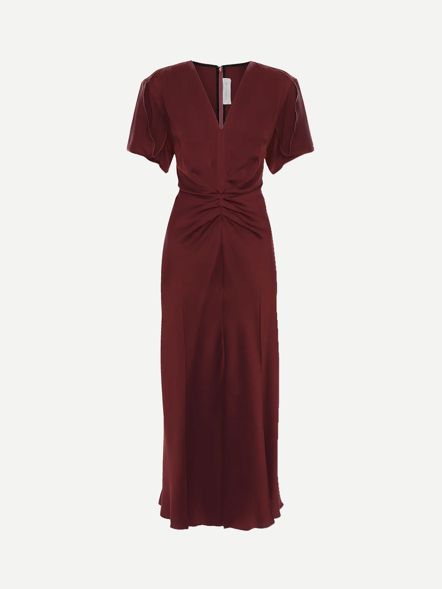 Eve Midi Dress in Burgundy