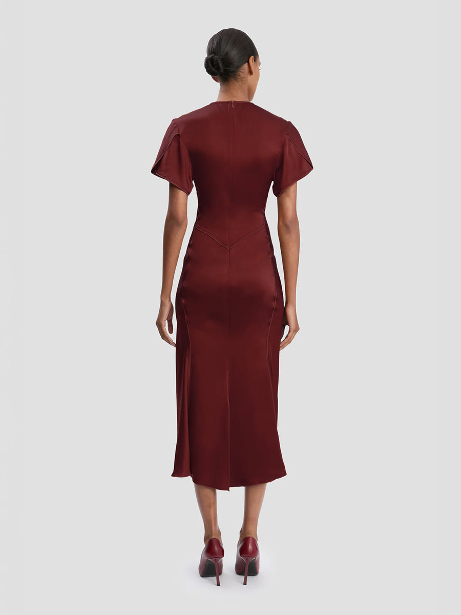 Eve Midi Dress in Burgundy