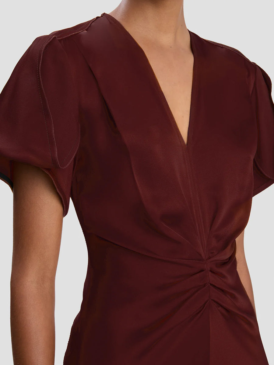 Eve Midi Dress in Burgundy
