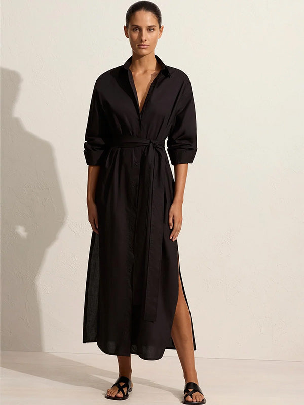 Matteau Everyday Shirt Dress in Black