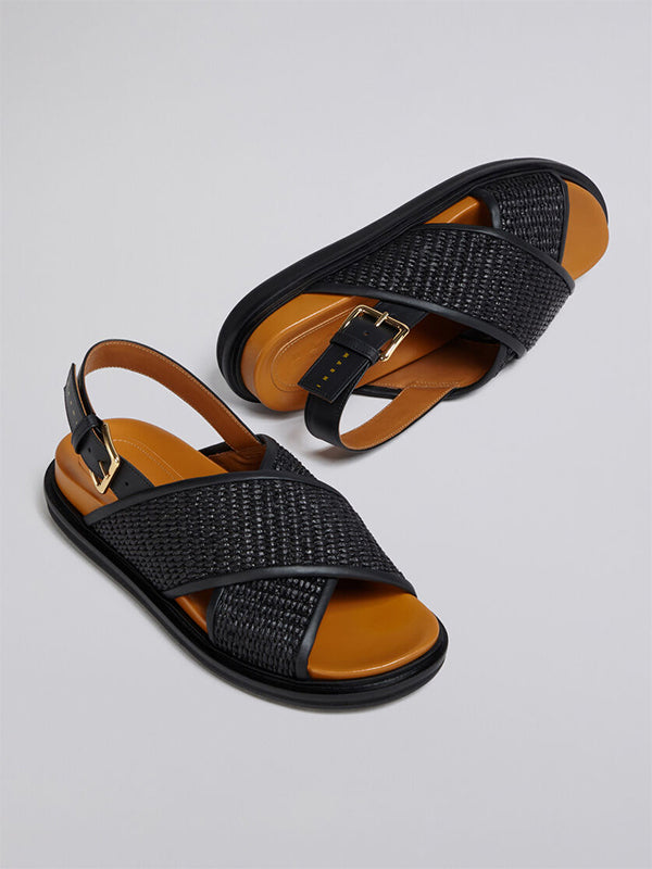 Marni | Fussbett Raffia Sandals in Earth of Siena