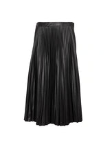Faux Leather Pleated Skirt in Black