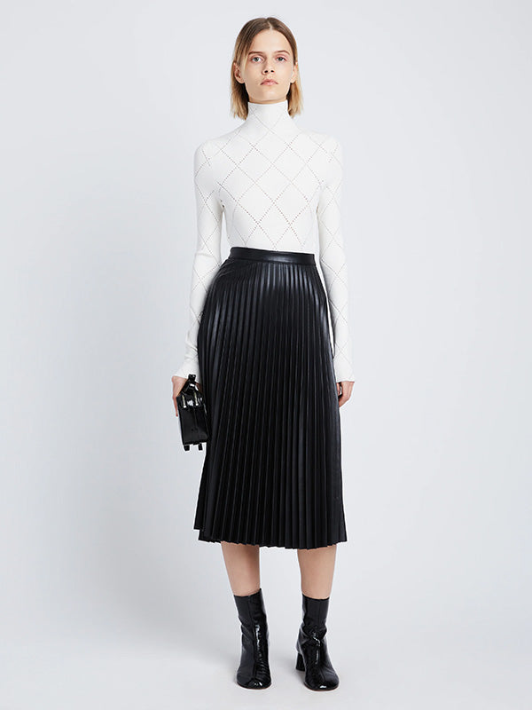 Faux Leather Pleated Skirt in Black