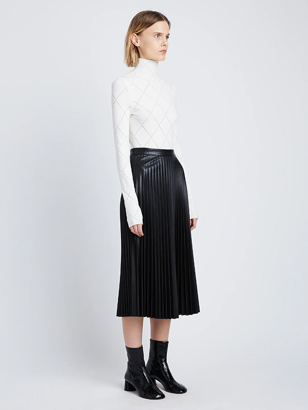 Faux Leather Pleated Skirt in Black