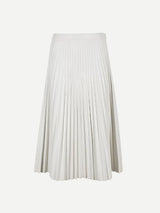 Faux Leather Pleated Skirt in Off White