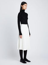 Faux Leather Pleated Skirt in Off White
