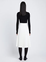Faux Leather Pleated Skirt in Off White