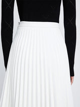 Faux Leather Pleated Skirt in Off White