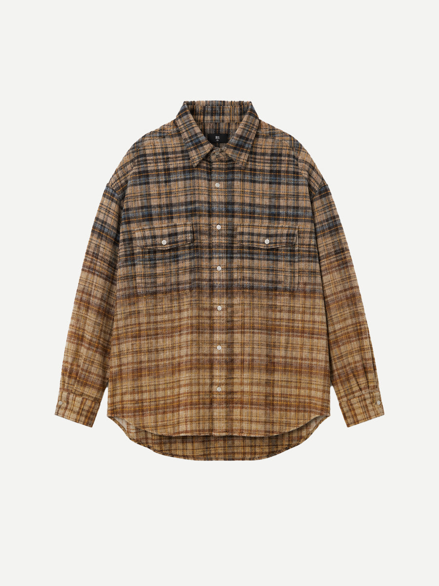 Boyfriend Shirt in Dip Bleach Yellow Plaid
