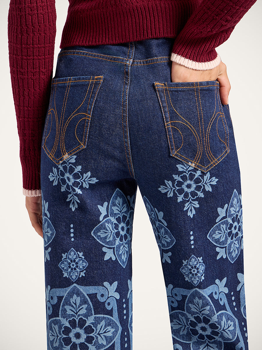 The Flare Jean in Partenope Laserato Navy