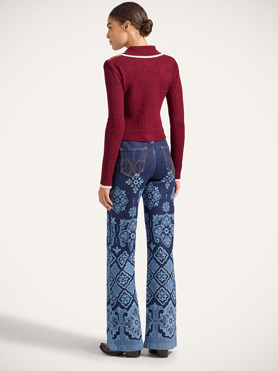 The Flare Jean in Partenope Laserato Navy