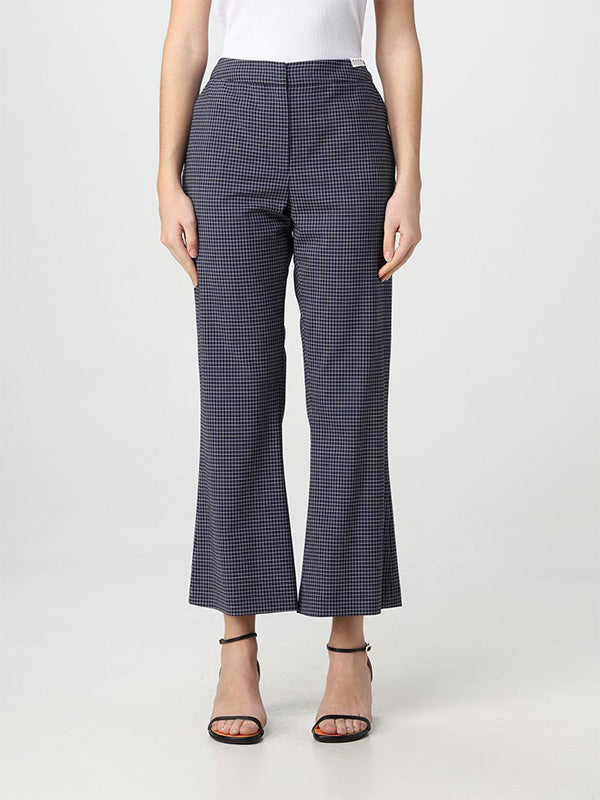 Marni Flared Trouser in blue check
