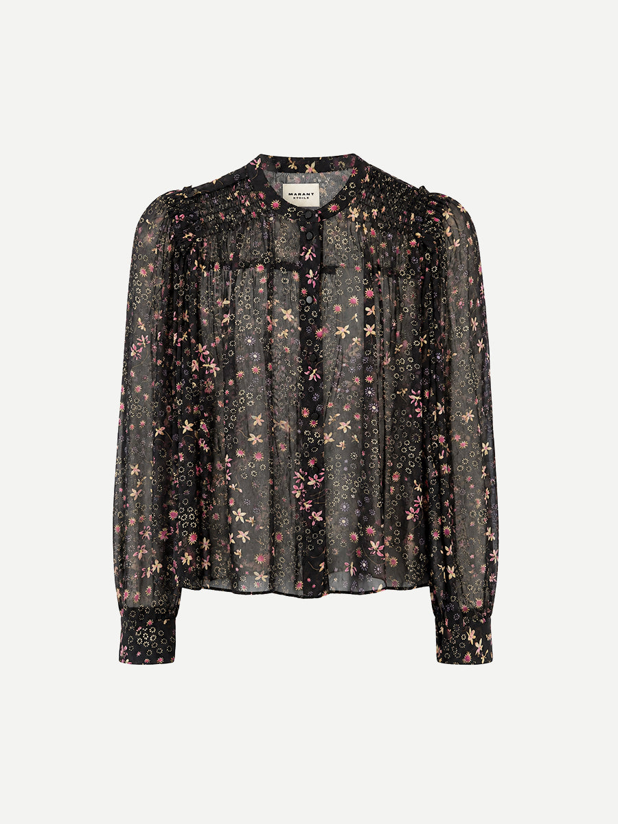 Isabel Marant Florine Top in Black/Ecru