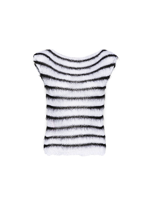 Marni | Mohair Stripe Boatneck Top in Lily White
