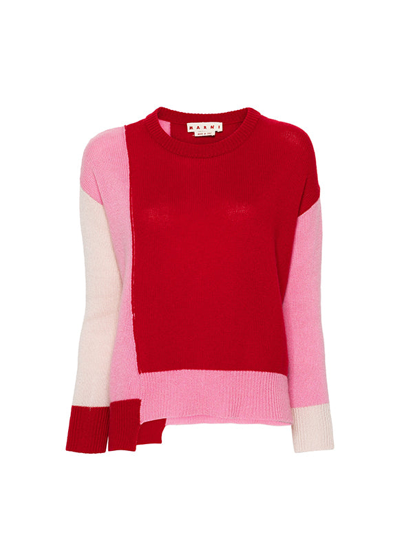 Colourblock Cashmere Sweater in Camelia