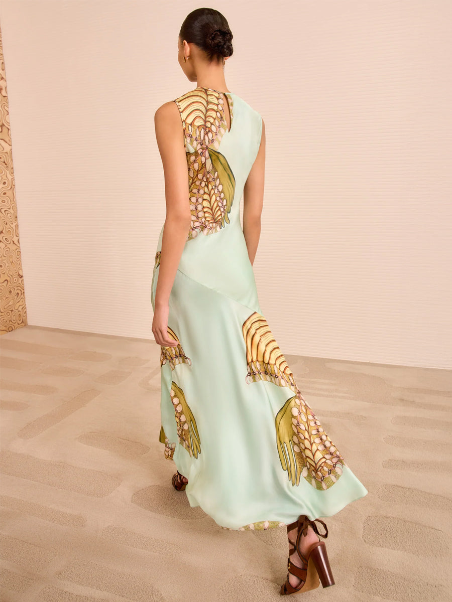 Gaea Midi Dress in Water Blossoms