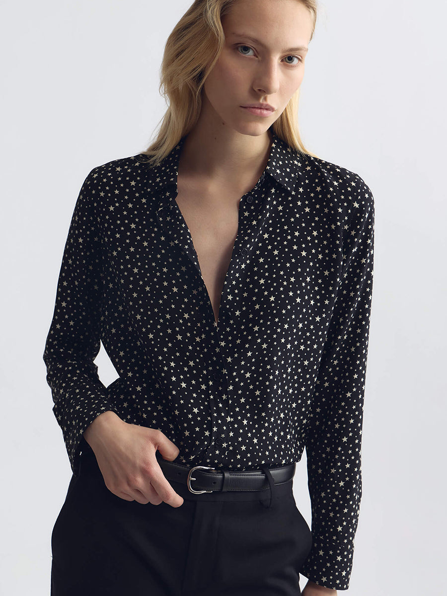 Gaia Slim Shirt in Black/Ivory Star
