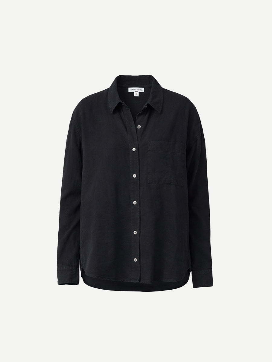 James Perse | Garment Dyed Linen Shirt in Black