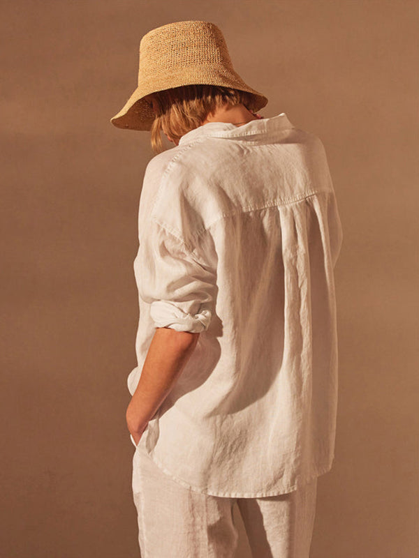 James Perse | Garmet Dyed Linen Shirt in White