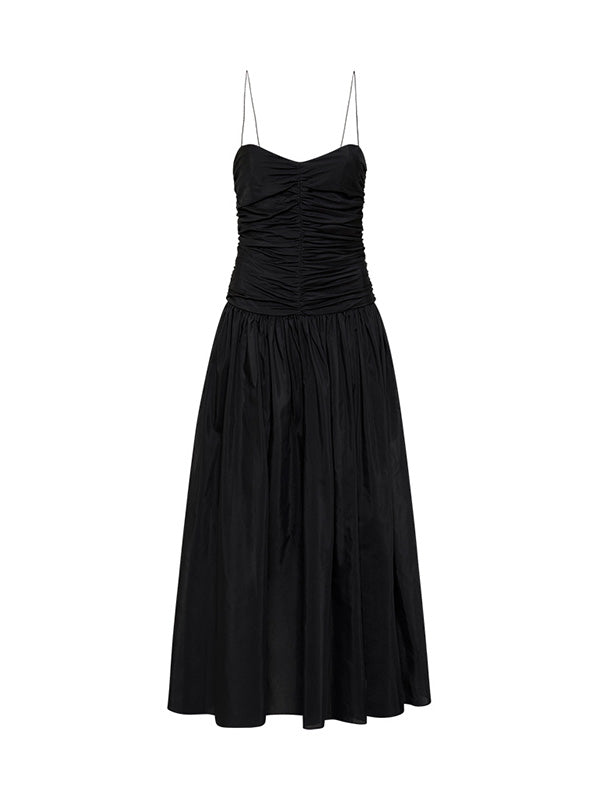 Matteau | Gathered Drop Waist Dress in Black