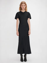 Victoria Beckham | Gathered Sleeve Midi Dress in Black