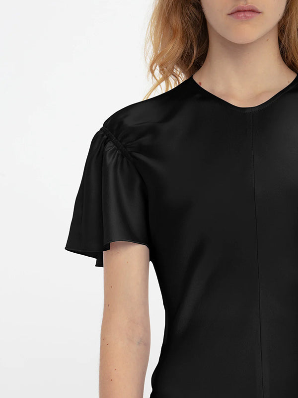 Victoria Beckham | Gathered Sleeve Midi Dress in Black