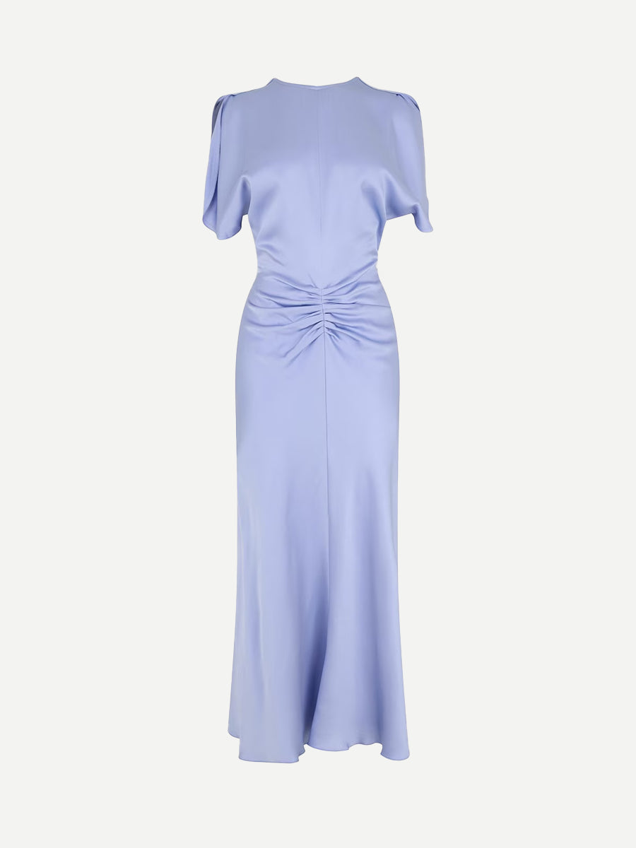 Victoria Beckham Gathered Waist Midi Dress in Delphinium