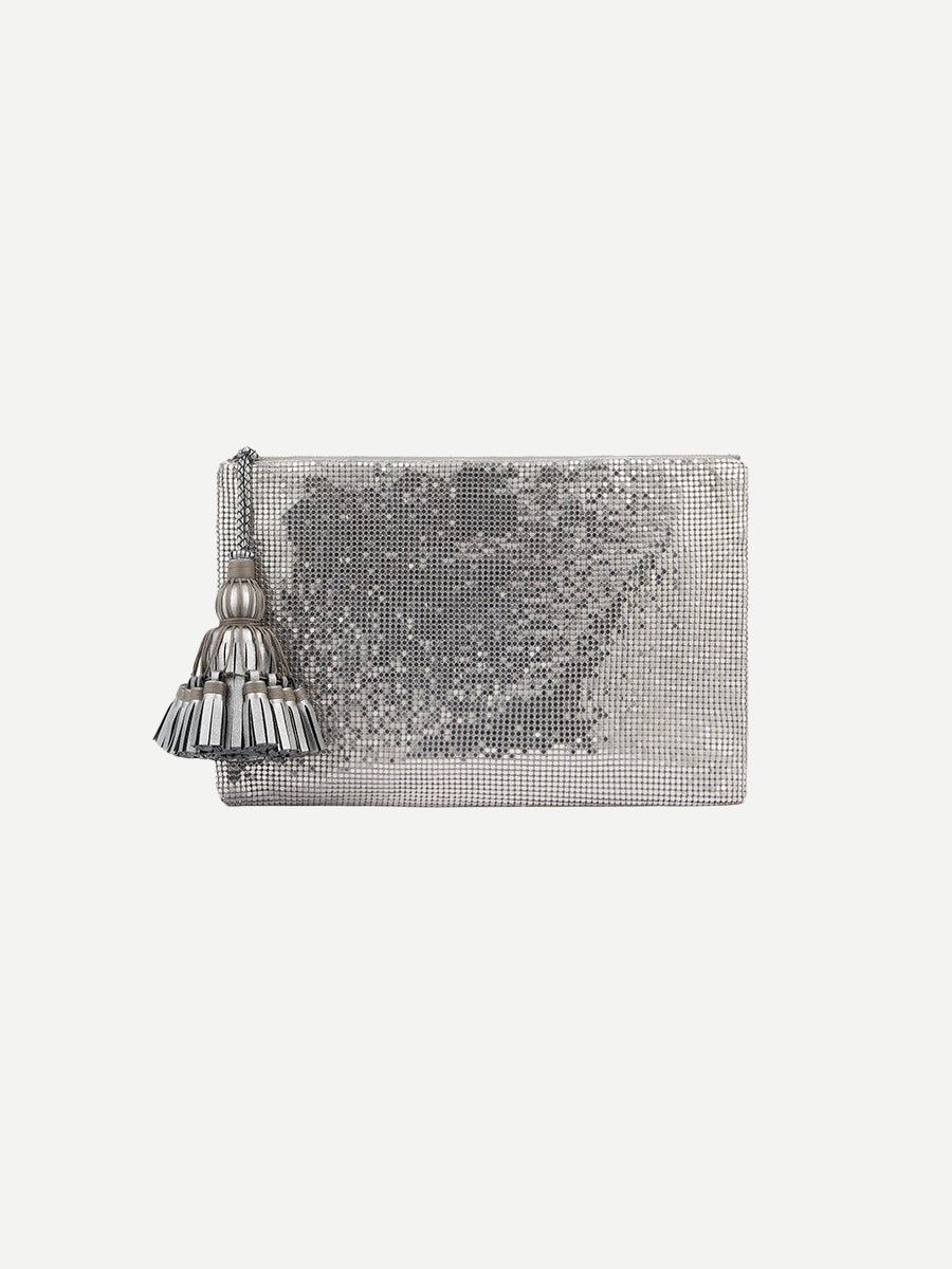 Anya Hindmarch Georgiana Mesh Clutch in Silver